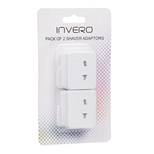 Invero® 2x Pack of Shaver Adaptor UK 3 Pin to 2 Pin Socket Plug Fuse ideal for Electric Toothbrush, Bathroom Shaving and more - White