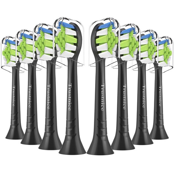 Trustnice Toothbrush Heads Compatible with Philips Sonicare Toothbrush, Replacement Brush Heads for W2, Diamondclean, HealthyWhite, FlexCare Brush, 8 Pack (Black, 1 Count (Pack of 8))