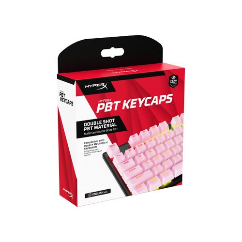 HyperX PBT Keycaps – Full Key Set, Double Shot PBT Material, English (US) Layout, 104 Keys – Pink