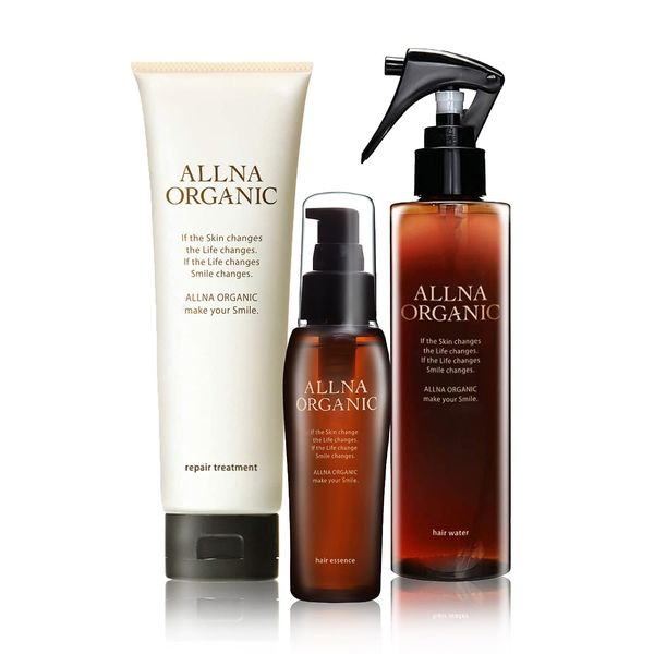 Allna Organic 3-Piece Hair Care Set, Hair Oil, Additive-Free, For Everyday Use & Travel, 2.7 Fl Oz + 6.8 Fl Oz + 6.3 Oz (80 ml + 200 ml + 180 g)