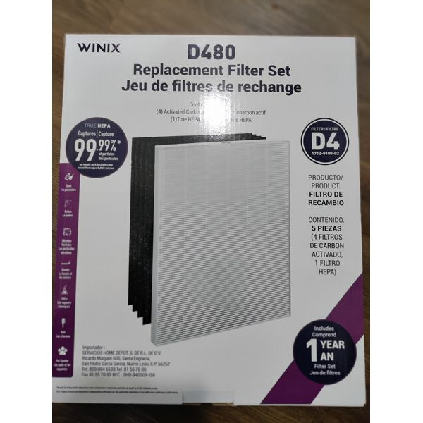 WINIX D480 True HEPA Replacement Filter D4 with 4 Activated CARBON filters(1+4)