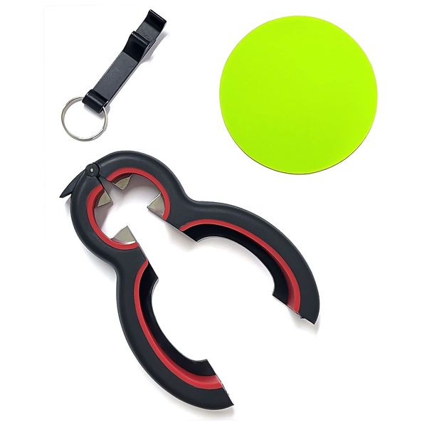 ZWZNBL 6 in 1 Multi Opener, Stainless Steel, Bottle Opener & Can, Soda, Jar Openers, Keychain Bottle Opener, Green Rubber Jar Gripper Pads