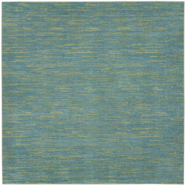 Nourison Essentials Indoor/Outdoor Blue Green 7' x square Area -Rug, Easy -Cleaning, Non Shedding, Bed Room, Living Room, Dining Room, Backyard, Deck, Patio (7 Square)