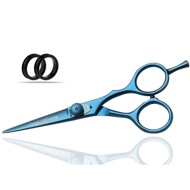 Wishbeauty Hairdressing Scissors- 5" Barber Salon Hair Scissors Professional- Sharp Stainless Steel Titanium Hair Cutting Scissor for Hairdressers - Multipurpose Haircut and Beard Trimming Shears