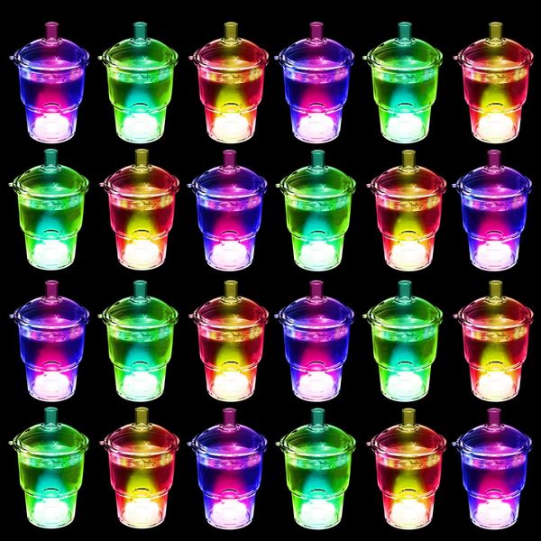 Light Up Shot Glasses Set of 24 Shots Cups 2 oz Glow in the Dark Shot Glasses Party Shot Glasses Led Shot Glasses Party Favors Adults Shots Glass for Party Thanksgiving Birthday Christmas Weddings