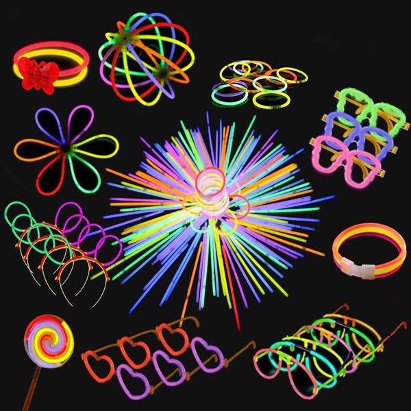 Yidaxing Glow Sticks 200 Pieces Glow Sticks Bangles Glowstick Party Lights 240 Connections Makes for Glow Sticks Chains Triple Bracelets Headband Set for Glasses and Much More