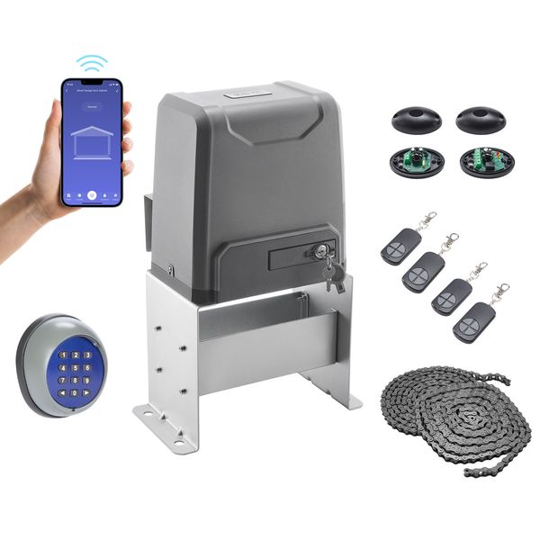 CO-Z 4400lbs Electric Automatic Sliding Gate Opener APP+Keypad+4 Remote Control