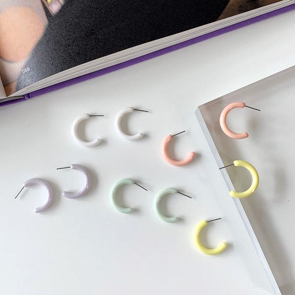 [Free Shipping] Roan Pastel Color Acrylic Ring Earrings