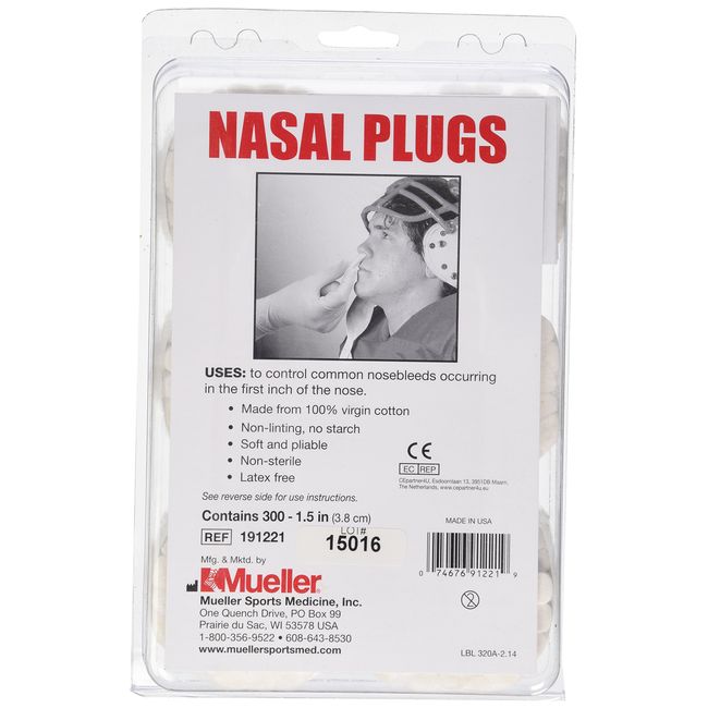 Mueller Unisex's Nasal Plugs Box of 300, White