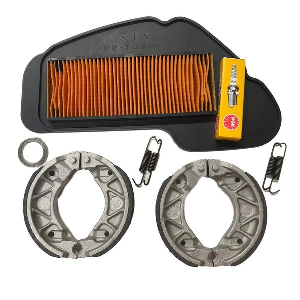 Yamaha Jogpetite/FI (3P31-)(07-17) 4 ST/Vino FI (5ST) (SA27J/SA37J) 4-Stroke Air Filter Brake Shoe (Front/Rear)/NGK Spark Plug (CR7E)/Consumable Refresh Kit CHRIS-404-RS217-E40