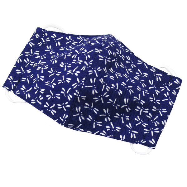 Washable! Japanese pattern, Tenugui mask, Dragonfly (Navy), Children's sizes