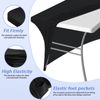 Grantop Black Stretchable Spandex Tablecloth, 4FT Tight Fitted Stretchy Table Cover Rectangular, Washable Stretch Rectangular Patio Table Covers for Party Wedding Event (Black, 4FT)