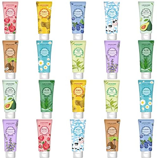 20 Pack Mini Body Lotion Gift Bulk for Dry Skin, Travel Size Small Body Cream With Shea Butter,Natural Fragrance Moisturizing Body Lotion for Women,Gift Sets for Bridesmaid,Nurses,Teacher,Workers,Bridal Shower Favors,Baby Shower Favors Birthday Christmas 