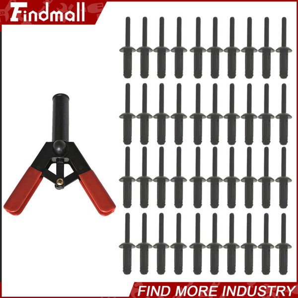 Findmall 41Pcs Assorted Plastic Riveter Rivet Gun Hand Tool Set W/40 Poly Rivets