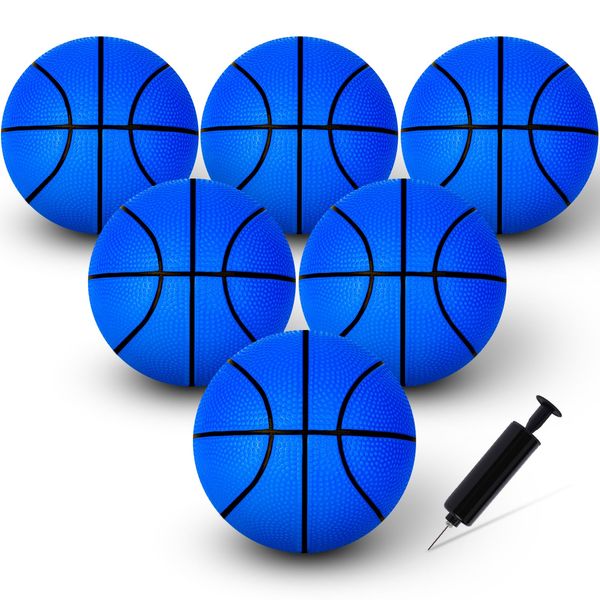 AMOR PRESENT 6PCS Mini Basketballs, 5inch Basketball Toy with Pump Durable PVC Basketballs Mini Toy for Mini Basketball Hoop Toddlers Kids Teenagers Pool Indoors Outdoors