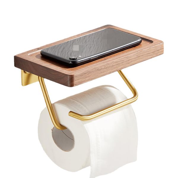 WXVOVXW Toilet Paper Holder, Wooden Toilet Paper Holder, Toilet Paper Holder, Includes Shelf for Placing Smartphones and Accessories, Thick Roll, No Core, Compatible, Easy Installation, No