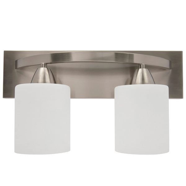 Dorence | Bathroom Vanity Light Bar | Bathroom Light Fixtures | Bathroom Lighting Fixtures with Modern Glass Shade (Brushed Nickel, 2 Lights, E26 100W LED, Bulbs not Included)