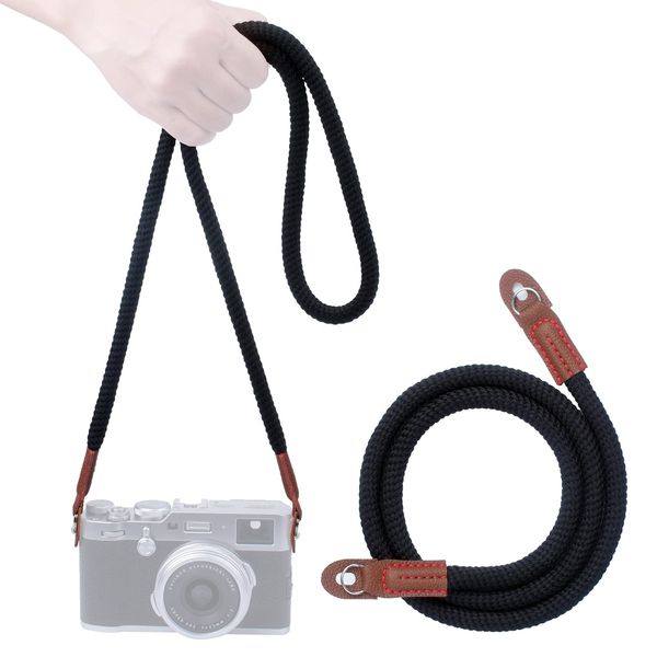VKO 120cm Camera Strap, Soft Camera Rope Strap Neck Shoulder Strap for Mirrorless DSLR SLR Camera Black