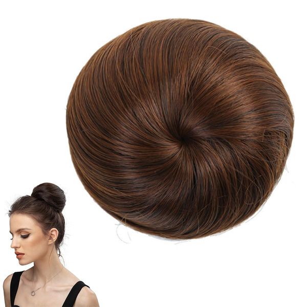 Traziewell Light Brown Hair Extensions Hair Scrunchies Buns Updo Hair Pieces Drawstring Hair Chignon Straight One Piece for Women Ladies, 0320