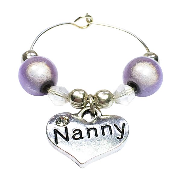 Libby's Market Place Nanny Wine Glass Charm on a Gift Card