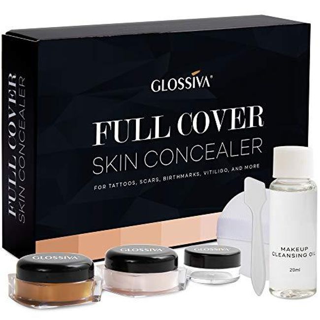 Glossiva Tattoo Concealer - Skin Concealer - Waterproof - For Dark Spots, Scars, Vitiligo, And More