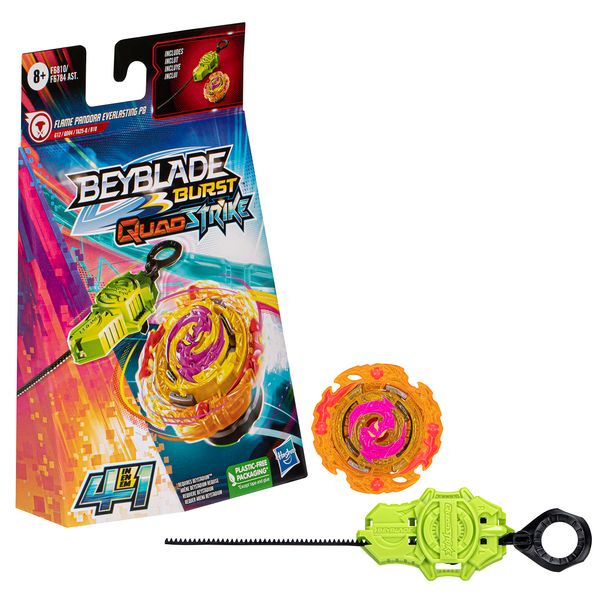 Beyblade Burst QuadStrike Flame Pandora Everlasting P8 Spinning Top Starter Pack, Balance/Attack Type Battling Game Toy Set with Launcher