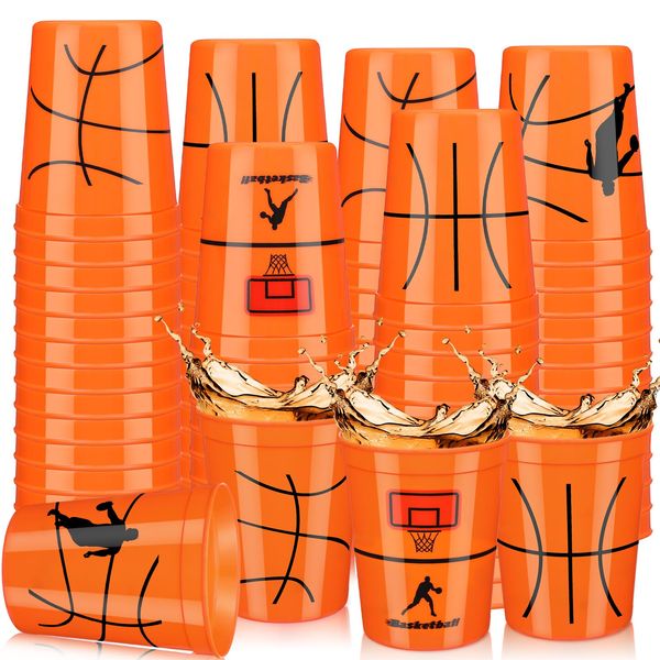 Norme 24 Pcs Basketball Plastic Cups Bulk Basketball Party Supplies Tableware Reusable Drink Cups 16 oz Ball Design Cups for Basketball Birthday Party Dinnerware Decoration Events Family Dinner