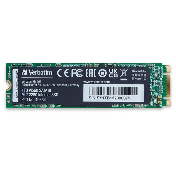 Verbatim Vi560 S3 SSD, internes SSD-Laufwerk mit 1 TB Datenspeicher, Solid State Drive mit SATA III M.2 2280 und 3D-NAND-Technologie, schwarz, ideal für Notebook und Ultrabook