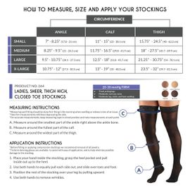 TruForm Ladies' Sheer Thigh High Compression Stockings 20-30mmHg / Closed  Toe 0264
