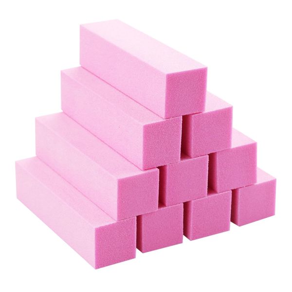 CIJIAINIENG 10 Pcs Nail Buffer Block for Gel Natural Acrylic Nails, Professional Nail Sanding Blocks Salon Nail File Sanding Blocks Nail Manicure Care Kit, Buffer Nail File Buffing Block (Pink)