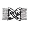 LOVEF 4Pcs Double Magic Slide Metal Comb Clip Hairpins Vintage Pearl Bead Stretchy Hair Combs for Women Ladies Hair Accessories Gift (Coffee)