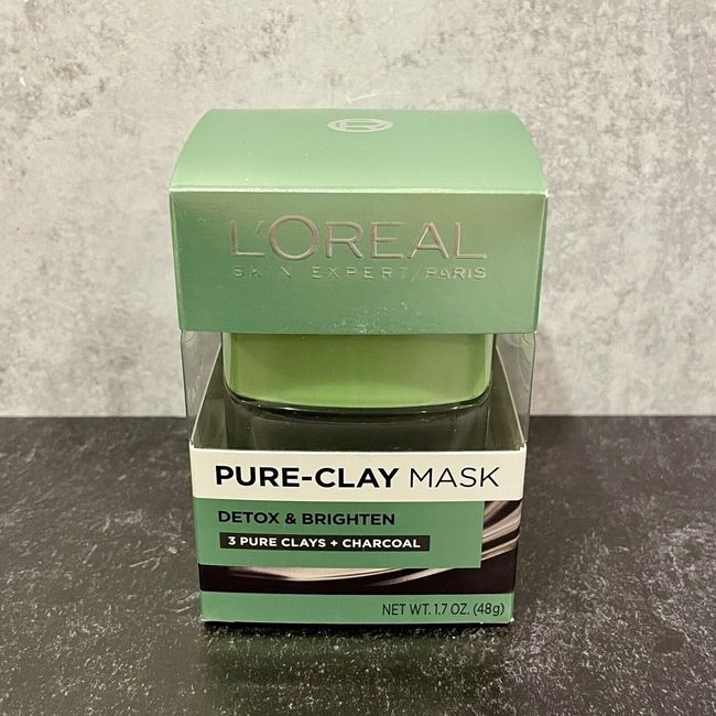 Loreal Pure Clay Facial Mask Detox & Brighten Charcoal Non Drying Formula 1.7oz