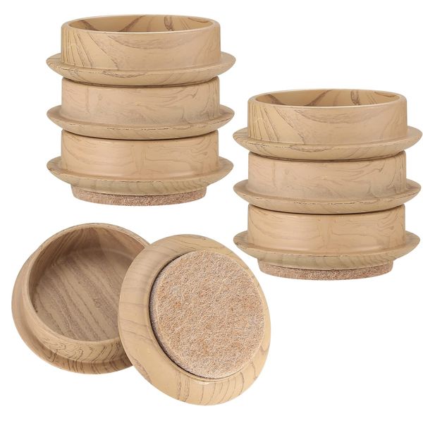 8 Pieces Felt Floor Cups, 4.5 cm/1.77 inch Round Furniture Felt Pads, Castor Cups, Non Slip Floor Protectors for Chair Table Furniture Legs Feet Wood Floor