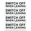 Sticker Gold - 4 Pack - Switch Off When Leaving Stickers - Small 7cm x 2cm - Light Switch, Decal SG082