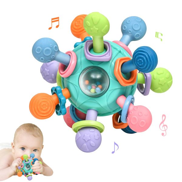 Baby Montessori Teething Toys for 0-6 6-12 Months BPA Free Sensory Toys for Babies 0 3 6 9 12 18 Months Newborn Infant Learning Developmental Chew Rattle Toys Shower Gifts for 1 2 Year Old Girls Boys