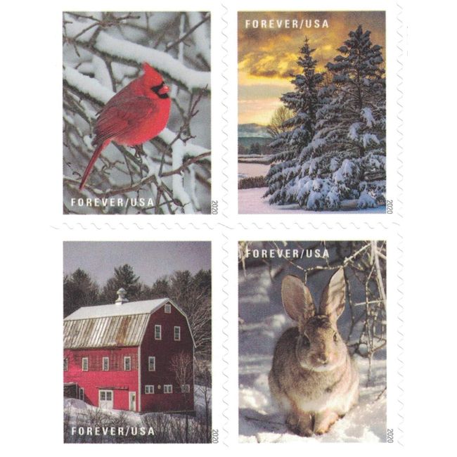 USPS Forever Stamps Winter Scenes - Book of 20 Postage Stamps