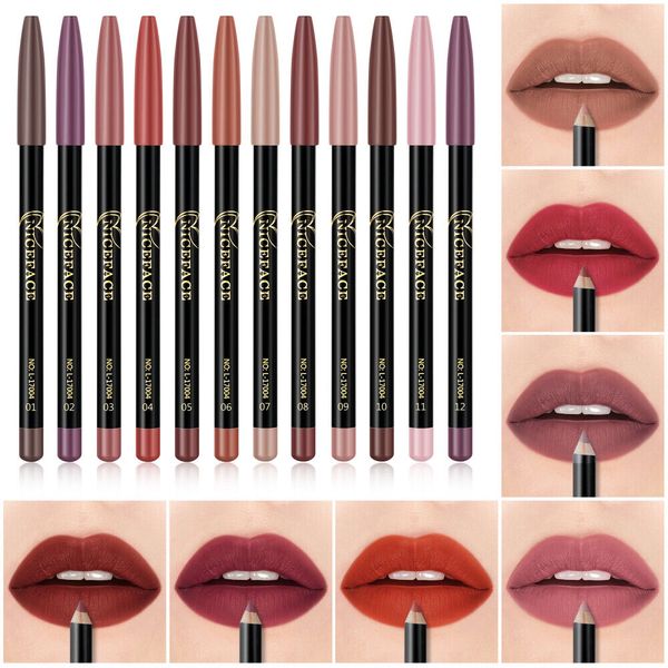 12Pcs Minkissy Lip Liner Lipliner Pencil Set Waterproof Lip Liner