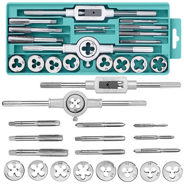 GOOMAND® Tap Dice Set, Screw Holes, Thread Repair, 20 pcs, High Hardness, Tap Wrench, Threading Dice, Thread Cutting Tool