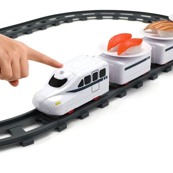 Apettoey Sushi Train Rotating Table Food Train Battery Powered Electric Train Toy Japanese Sashimi Plates Sushi Serving Tray Under Christmas Tree Train Track for Kids Boys