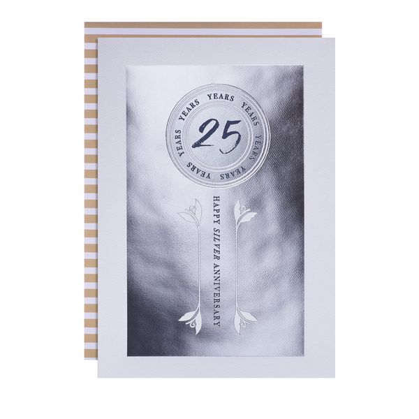 Hallmark 25 Years Silver Anniversary Card - Classic Text Based Design, 25571274