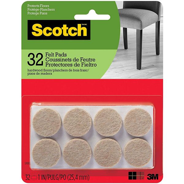 3M SP Scotch Felt Pads: 1 in. diameter circle / 32-pack (Beige)