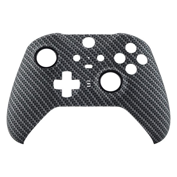 eXtremeRate Replacement Faceplate Shell for xbox one elite series 2 (Model 1797) Controller, Soft Touch Front Shell Case & Accent Ring for xbox elite series 2 core controller [Black Silver Carbon
