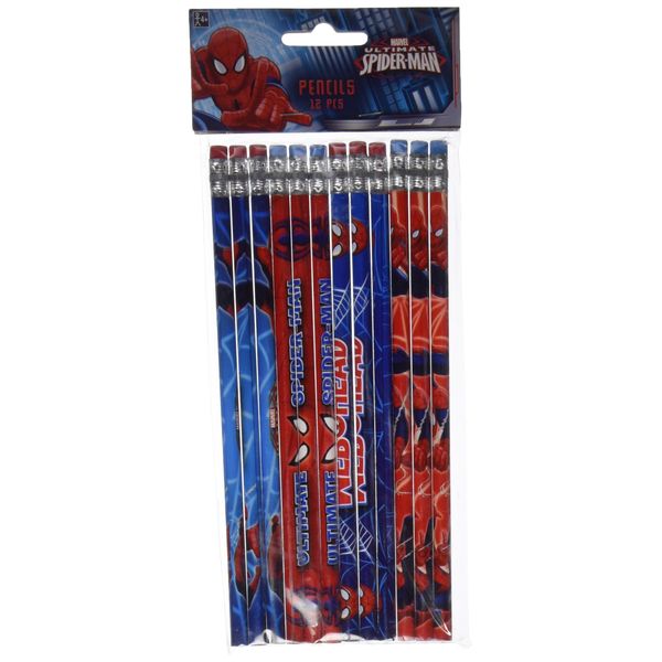 12-Piece Spider-Man Pencils, Multicolored, Amscan