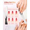 Glass Nail File and Shiner – 4PC Double Sided Etched Crystal Nail Buffer Files and Nano Nail Polishers, Professional Salon Manicure Tools Kit for Acrylic and Natural Nail, Perfect for Women & Girls