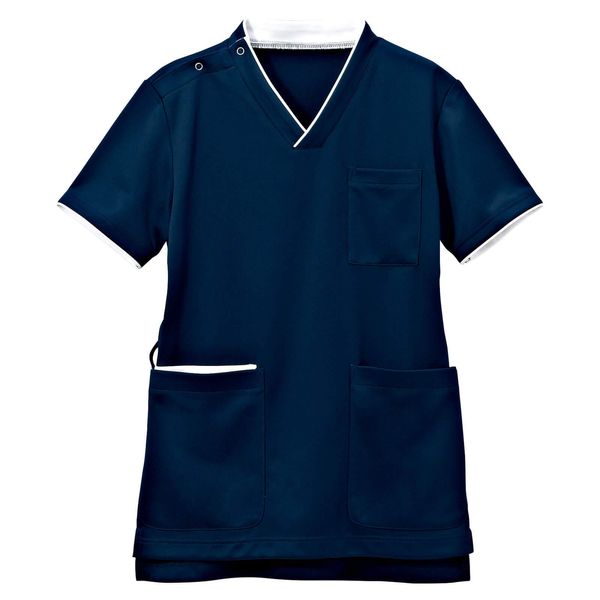 Infermiere Medical Scrub, Shoulder Snap Buttons, Powder Stretch, Not Transparent, Sweat Absorbent, Quick Drying, Deodorizing, Unisex, For Nurses, navy/white,