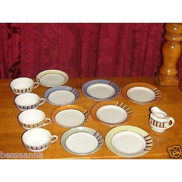 Vintage 1930-40s Japan Porcelain Doll Dishes Tea Set Pretend Play Toys