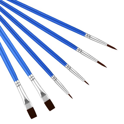 KINBOM 6pcs Detail Paint Brush Set, Thin Detail Paint Brush Miniature Paint Brushes Fine Tip Paint Brush for Watercolor Oil Acrylic Facial Detail Paint (Blue, 3 Specification)