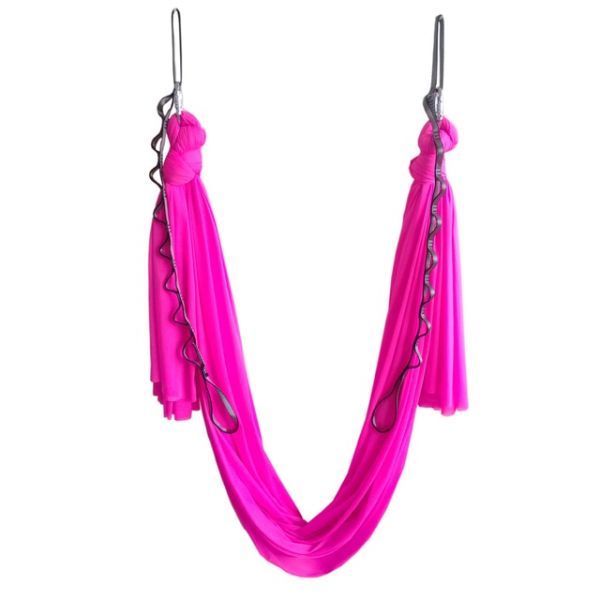 Flying Yoga Hammock Strap yoga Wellsem Aerial Yoga Anti-Gravity Swing Pilates Workout Fitness Equipment Home Gym Sports Hardware and Pose Guide Included, Rose Pink