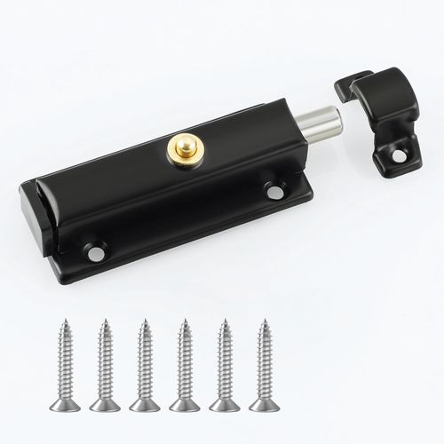 Mooche Automatic Bolt Latch Gate Latches Black Barrel Bolt Latches Safety Door Lock for Interior Door Front Door Toilet Door Barn Door Fence Door Garage Door Pet Room,Stainless Steel Latch