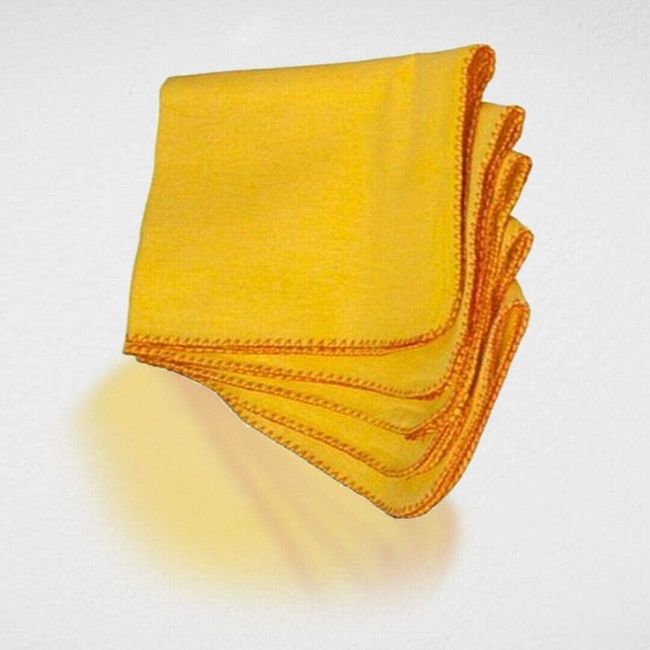 Pack of 4 Jumbo Yellow Duster 100% Cotton Cleaning Cloth Premium Quality Washable Reusable Multi Purpose Kitchen Dusting Clothe Heavy Duty Polishing Cloth 35 x 45 cm